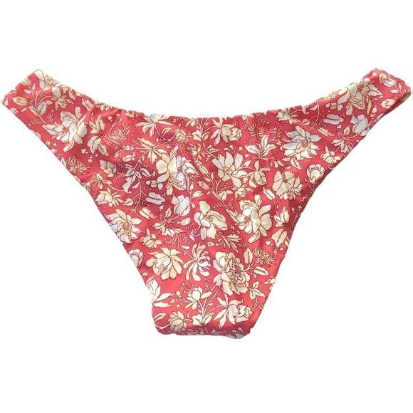 J Crew Pink White Floral Curved Waist Cheeky Bikini Bottom Sz M NWT - Picture 5 of 13